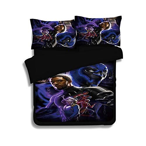  EVDAY 3D Marvel Black Panther Duvet Cover Set for Boys Including 1Duvet Cover,2 Pillowcases King Queen Full Twin Size