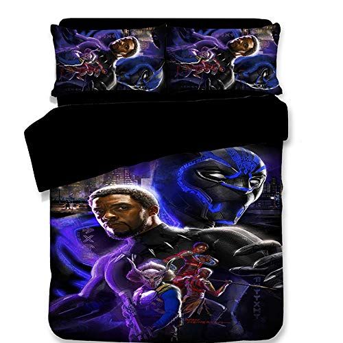  EVDAY 3D Marvel Black Panther Duvet Cover Set for Boys Including 1Duvet Cover,2 Pillowcases King Queen Full Twin Size