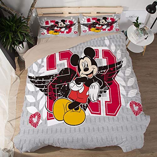  EVDAY 3D Mickey Mouse with Basketball Bedding for Boys Bed Set Including 1Duvet Cover,2Pillowcases King Queen Full Twin Size