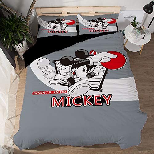  EVDAY 3D Mickey Mouse with Basketball Bedding for Boys Bed Set Including 1Duvet Cover,2Pillowcases King Queen Full Twin Size