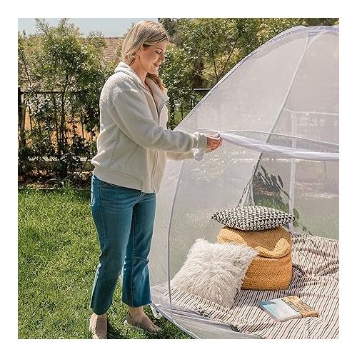  Even Naturals Luxury Mosquito Net Pop Up Tent, Large - for Twin to Queen Size Bed Tent - Mosquito Netting for Camping - Bug Net - Canopy Outdoor, Bed Tent - Insect Screen - Ultralight, Folding Design