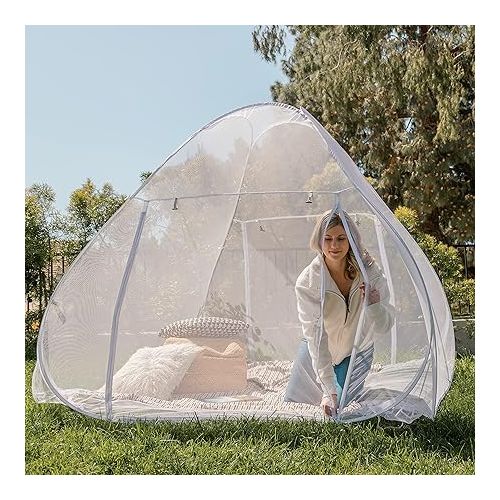  Even Naturals Luxury Mosquito Net Pop Up Tent, Large - for Twin to Queen Size Bed Tent - Mosquito Netting for Camping - Bug Net - Canopy Outdoor, Bed Tent - Insect Screen - Ultralight, Folding Design