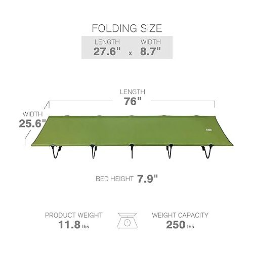  EVER ADVANCED Folding Camping Cot for Adults, Compact Sleeping Cots with Carry Bag, Portable Heavy Duty Foldable Camp Bed for Outdoor, Travel, Green