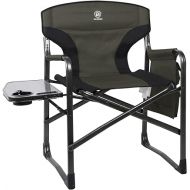 EVER ADVANCED Lightweight Folding Directors Chairs Outdoor, Aluminum Camping Chair with Side Table and Storage Pouch, Heavy Duty Supports 350LBS