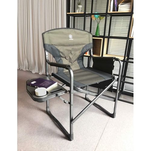  EVER ADVANCED Lightweight Folding Directors Chairs Outdoor, Aluminum Camping Chair with Side Table and Storage Pouch, Heavy Duty Supports 350LBS (Green/Black)