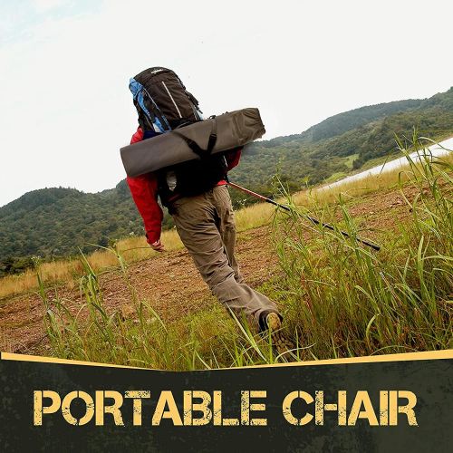  EVER ADVANCED Folding Camping Chair with Cup Holder Quad Padded Arm, Outside Portable Collapsible Steel Frame Oversized Heavy Duty Supports 300 lbs