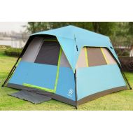 EVER ADVANCED Blackout Instant Camping Tent 6 Person Cabin Tents for Family with Rainfly, 60s Easy Setup, Water-Resistant, Blue