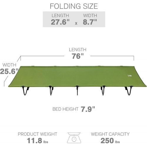  EVER ADVANCED Compact Camping Cot for Sleeping, Fishing, Outdoor Travel, Folding Portable Bed with Carrying Bag Supports Up to 250lbs, Green