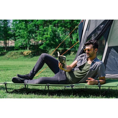  EVER ADVANCED Compact Camping Cot for Sleeping, Fishing, Outdoor Travel, Folding Portable Bed with Carrying Bag Supports Up to 250lbs, Green