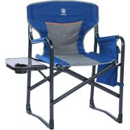 EVER ADVANCED Lightweight Folding Directors Chairs Outdoor, Aluminum Camping Chair with Side Table and Storage Pouch, Heavy Duty Supports 350LBS (Blue)