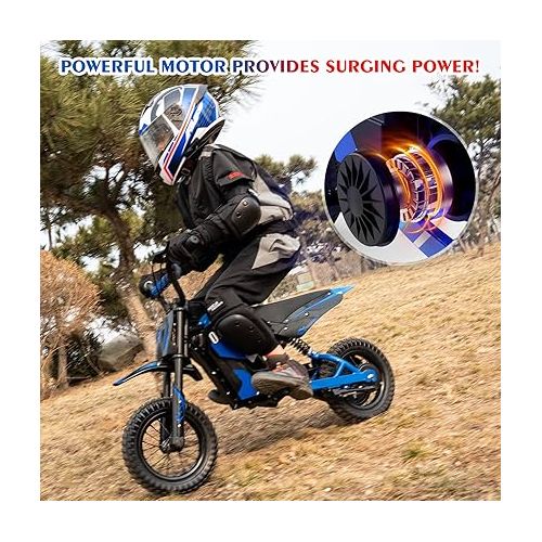  EVERCROSS EV12M Electric Dirt Bike,300W Electric Motorcycle,15.5MPH & 9.3 Miles Long-Range,3-Speed Modes Motorcycle