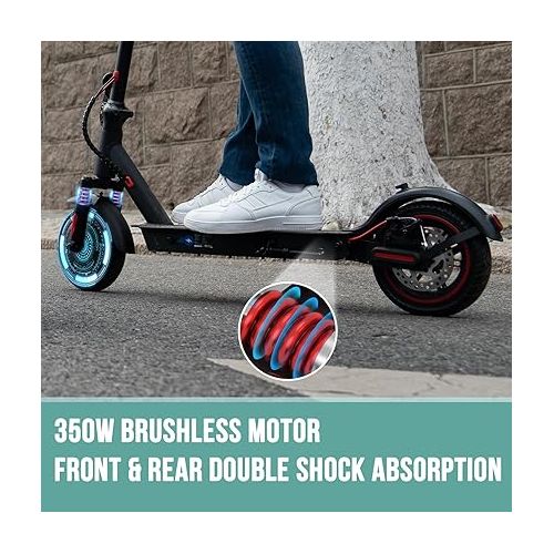  EVERCROSS Electric Scooter, 350W Electric Scooter Adults, Up to 19 MPH & 19 Miles E-Scooter, 8.5'' Solid Tires Lightweight Folding Electric Scooter for Adults with APP Control