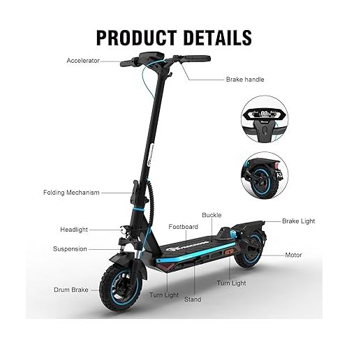  EVERCROSS Electric Scooter, 800W Motor, 31 Miles Range, 10'' Solid Tires, 28 Mph Folding Commuting Electric Scooter Adults, Dual Braking System, App Control