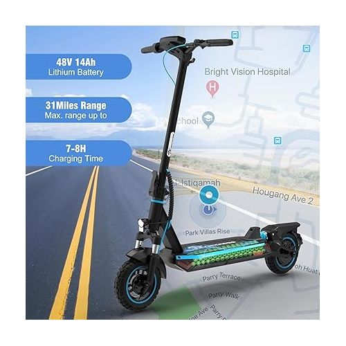  EVERCROSS Electric Scooter, 800W Motor, 31 Miles Range, 10'' Solid Tires, 28 Mph Folding Commuting Electric Scooter Adults, Dual Braking System, App Control
