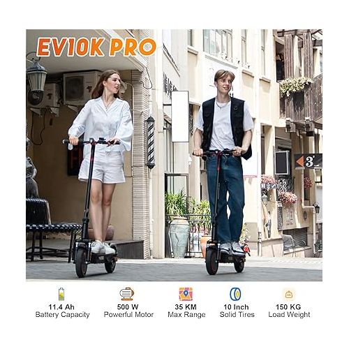 EVERCROSS EV10K PRO Electric Scooter, Scooter Adults with 500W Motor, Up to 19 MPH & 22 Miles E-Scooter with APP Control, Lightweight Folding for 10'' Honeycomb Tires