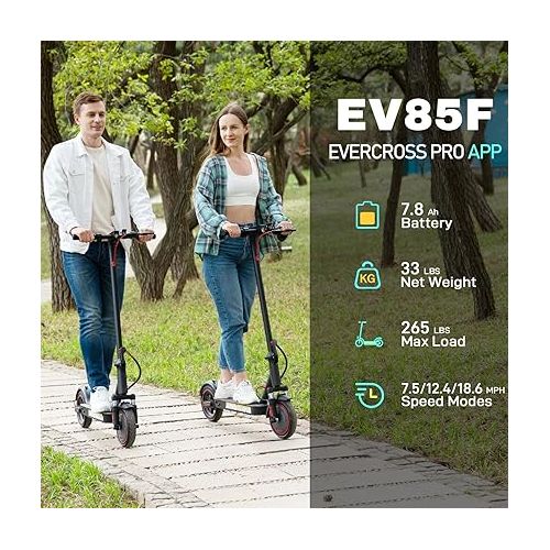  EVERCROSS Electric Scooter, Electric Scooter Adults with 350W Motor, Up to 19 MPH & 19 Miles E-Scooter, Lightweight Folding Electric Scooter for Adults with 8.5'' Solid Tires & APP Control