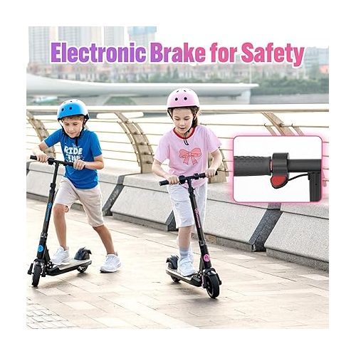  EVERCROSS EV06C Electric Scooter, Foldable Electric Scooter for Kids Ages 6-12, Up to 9.3 MPH & 5 Miles, LED Display, Colorful LED Lights, Lightweight Kids Electric Scooter