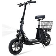 EVERCROSS ES2 Electric Scooter with Seat, Foldable Electric Scooter Adults with Basket, Up to 18.6Mph 22~28Miles Long Range, 400W Motor 12