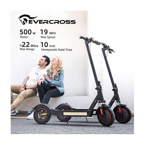  EVERCROSS EV10K PRO App-Enabled Electric Scooter, Scooter Adults with 500W Motor, Up to 19 MPH & 22 Miles E-Scooter, Lightweight Folding for 10'' Honeycomb Tires