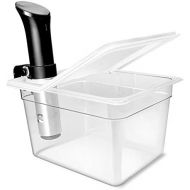 Everie Sous Vide Container 12 Quarts with Universal Collapsible Hinged Lid, Compatible with Anova All Models, Breville Joule, Wancle, Instant Pot Cookers (Container with Plastic Lid and Rack)