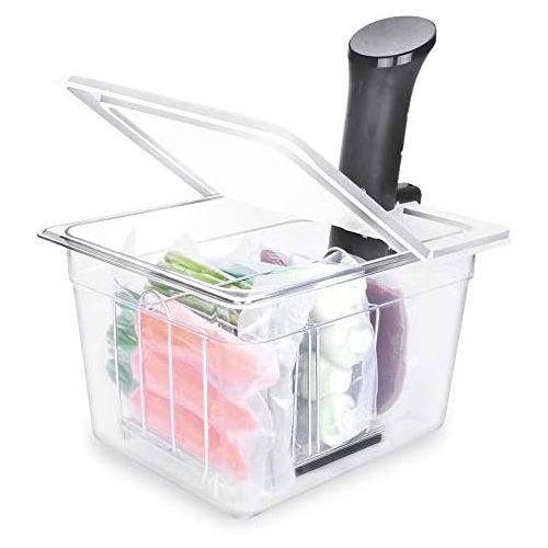  EVERIE Sous Vide Container 12 Qt with Collapsible Hinged Lid and Rack, Compatible with Anova Nano and AN500-US00 and Instant Pot, SET-12-NANO-PP