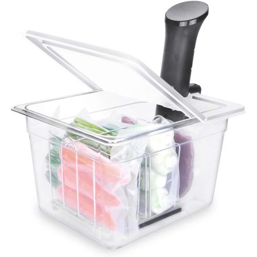  EVERIE Sous Vide Container 12 Qt with Collapsible Hinged Lid and Rack, Compatible with Anova Nano and AN500-US00 and Instant Pot, SET-12-NANO-PP