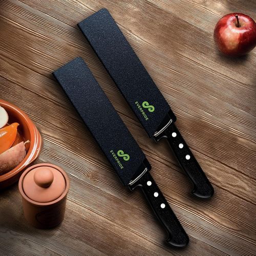  EVERPRIDE 8 Inch Chef Knife Sheath Set (2-Piece Set) Universal Blade Edge Cover Guards for Chef and Kitchen Knives ? Durable, BPA-Free, Felt Lined, Sturdy ABS Plastic ? Knives Not