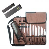 EVERPRIDE Chef Knife Roll Bag (14 Slots) | Knife Bag Holds 10 Knives, 1 Meat Cleaver And 3 Utensil Pockets | Includes 2 Knife Guards | Easily Carried by Shoulder Strap For Sous Chefs, Cooks,