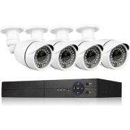 Eversecu 4 Channel Security Camera System 1080P DVR and (4) 1.0MP 720P Weatherproof Cameras Support Night Vison Weatherproof, Motion Alert, Smartphone, PC Easy Remote Access (NO HDD Included)