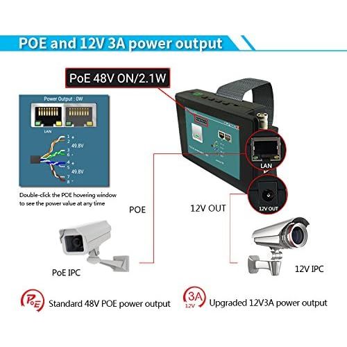  EVERSECU 5 in 1 CCTV Tester Support Upt to 4K IP Camera & 720P/1080P/3mp/4mp/5 Megapixel AHD, TVI, CVI & CVBS Analog Camera, Security Video Monitor with 4 Touch Screen, POE Out, Wi