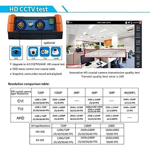  Eversecu Portable 5 in 1 CCTV Tester Support Upt to 4K IP Camera & 720P/1080P/3mp/4mp/5 Megapixel AHD, TVI, CVI & CVBS Analog Camera, with 4 Touch Screen/Keyboard/IP Discovery/WiFi