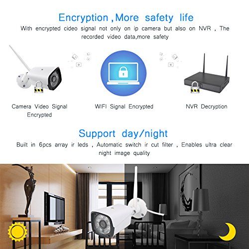  EVERSECU Eversecu Wireless Security Camera System, Video Security System,4pcs 1080P Bullet IP Cameras 1pcs 4CH 1080P NVR,Support Motion Detection Alarm & Remote View by iOS or Android App(N