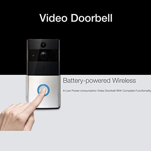  EVERSECU Wireless Video Doorbell Wi-Fi Enabled, Smart Home Door Bell 720P HD WiFi Security Camera with Motion Detection, Real-Time Two-Way Video Intercom, Night Vision, Supports SD Card, wi