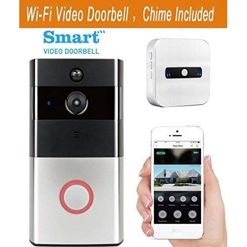  EVERSECU Wireless Video Doorbell Wi-Fi Enabled, Smart Home Door Bell 720P HD WiFi Security Camera with Motion Detection, Real-Time Two-Way Video Intercom, Night Vision, Supports SD Card, wi