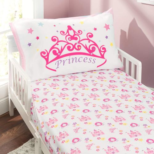  EVERYDAY KIDS Everyday Kids Toddler Fitted Sheet and Pillowcase Set -Princess Storyland- Soft Microfiber, Breathable and Hypoallergenic Toddler Sheet Set