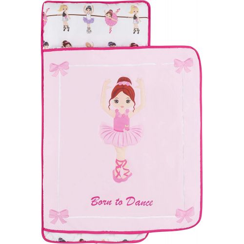  [아마존베스트]EVERYDAY KIDS Everyday Kids Toddler Nap Mat with Removable Pillow -Born to Dance Ballerina- Carry Handle with Straps Closure, Rollup Design, Soft Microfiber for Preschool, Daycare, Sleeping Bag