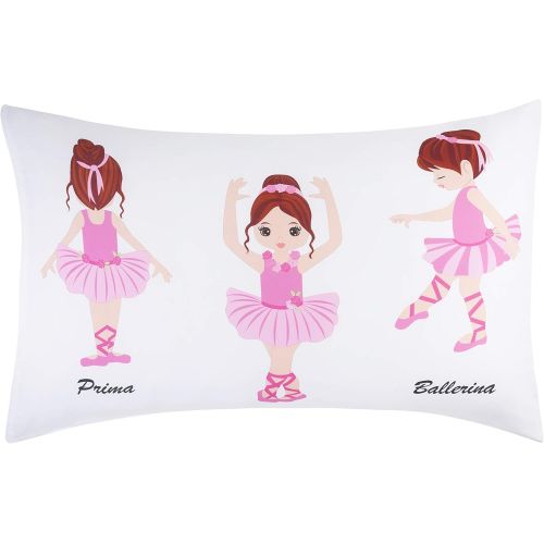  [아마존베스트]EVERYDAY KIDS Everyday Kids Toddler Fitted Sheet and Pillowcase Set -Born to Dance Ballerina- Soft Microfiber, Breathable and Hypoallergenic Toddler Sheet Set