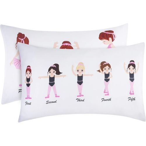  [아마존베스트]EVERYDAY KIDS Everyday Kids Toddler Fitted Sheet and Pillowcase Set -Born to Dance Ballerina- Soft Microfiber, Breathable and Hypoallergenic Toddler Sheet Set