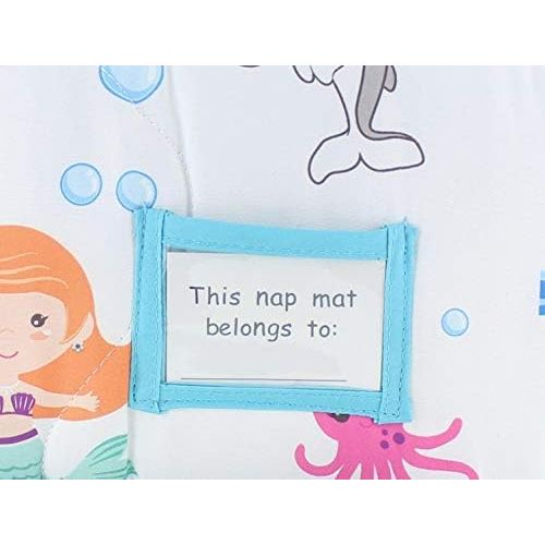  [아마존베스트]Everyday Kids Toddler Nap Mat with Removable Pillow -Underwater Mermaids- Carry Handle with Fastening Straps Closure, Rollup Design, Soft Microfiber for Preschool, Daycare Sleeping