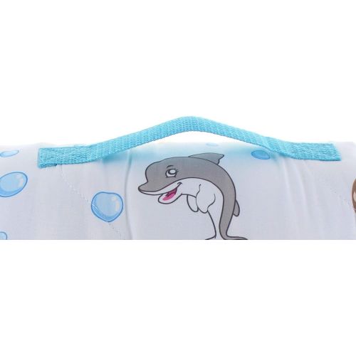  [아마존베스트]Everyday Kids Toddler Nap Mat with Removable Pillow -Underwater Mermaids- Carry Handle with Fastening Straps Closure, Rollup Design, Soft Microfiber for Preschool, Daycare Sleeping