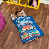 EVERYDAY KIDS Toddler Nap Mat with Removable Pillow -Choo Choo Train- Carry Handle with Fastening Straps Closure, Rollup Design, Soft Microfiber for Preschool, Daycare, Sleeping Ba