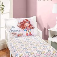 Everyday KIDS Precious Moments Isabella The Super Hero Toddler Sheet Set by Everyday Kids; Fitted Sheet&Pillowcase Features Izzy Image in Cape&Boots with Her Dog; Lavender Light Pu