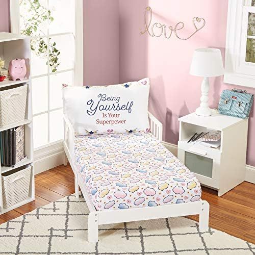  Everyday KIDS Precious Moments Isabella The Super Hero Toddler Sheet Set by Everyday Kids; Fitted Sheet&Pillowcase Features Izzy Image in Cape&Boots with Her Dog; Lavender Light Pu