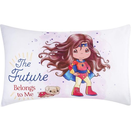  Everyday KIDS Precious Moments Isabella The Super Hero Toddler Sheet Set by Everyday Kids; Fitted Sheet&Pillowcase Features Izzy Image in Cape&Boots with Her Dog; Lavender Light Pu