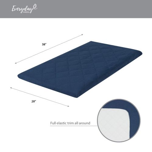  Everyday Kids Quilted Pack n Play Playard Sheet, Breathable Thick Playpen Sheet, Fits Most Playard - Navy Fitted Sheet