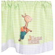 [아마존베스트]Llama Llama Window Valance by Everyday Kids Featuring Llama Llama Playing; Spring Green and White Gingham with White and Gray Plaid Border  60x15” for Baby, Toddler and Preschool