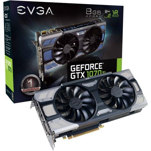  EVGA GeForce GTX 1070 Ti FTW2 GAMING, 8GB GDDR5, iCX Technology - 9 Thermal Sensors & RGB LED GPM, Asynch Fan, Optimized Airflow Graphics Card 08G-P4-6775-KR