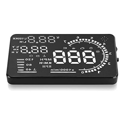  EVGATSAUTO Upgrade Head Up Display, A8 5.5 Inch OBD II Car HUD Head Up Display, Car Windshield Reflective Screen Speed Display