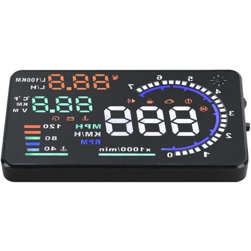  EVGATSAUTO Upgrade Head Up Display, A8 5.5 Inch OBD II Car HUD Head Up Display, Car Windshield Reflective Screen Speed Display