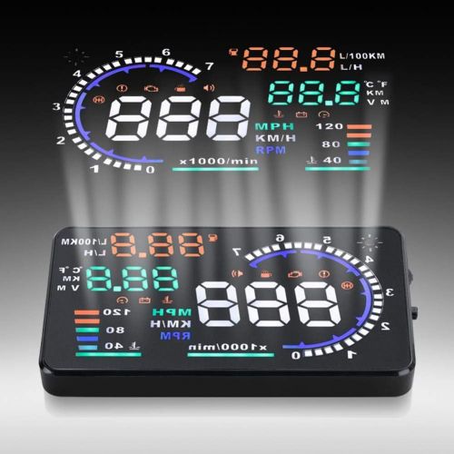  EVGATSAUTO Upgrade Head Up Display, A8 5.5 Inch OBD II Car HUD Head Up Display, Car Windshield Reflective Screen Speed Display